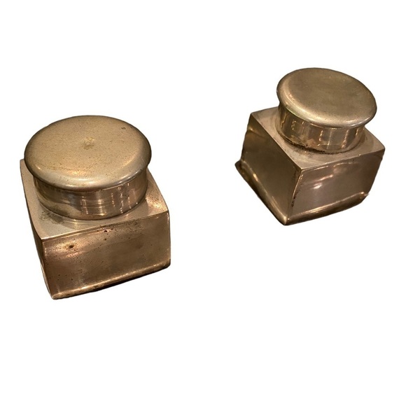 Art Deco Silver Plate Inkwell Desk Set - fun rare antique form for use or decor - Picture 3 of 15